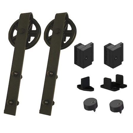 Orca Hardware Double Door Kit, Spoke Wheel Hangers, To Be Used With Single Flat Track Kit, Includes 2 Spoke Wheel FTSK-DDK-BL